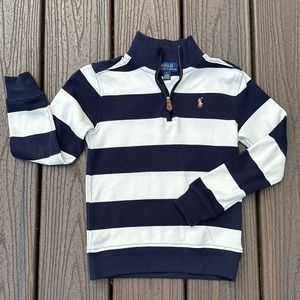 EUC Boys Polo Ralph Lauren Long Sleeve Quarter Zip Pullover Striped Shirt size 5